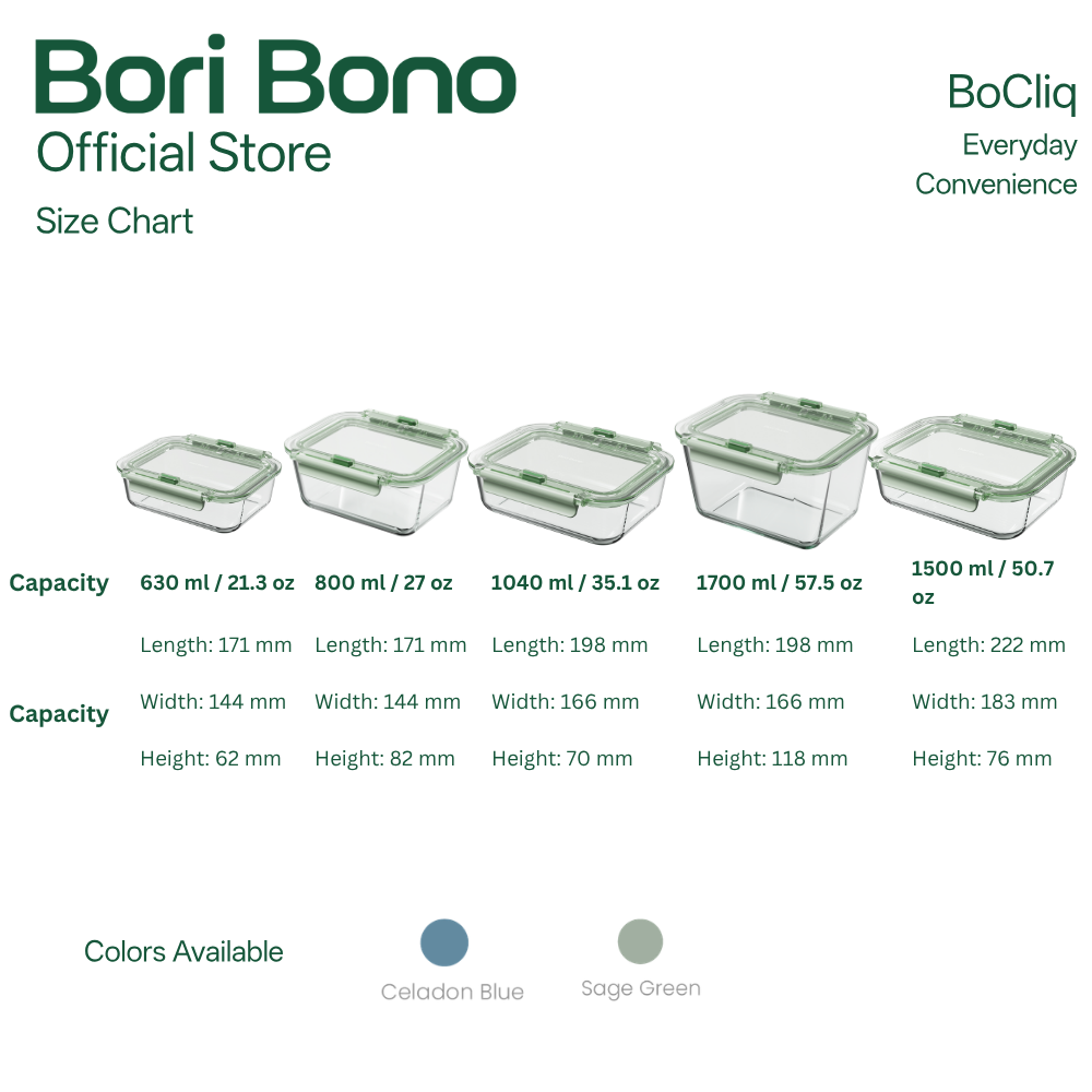 Bori Bono BoCliq Rectangle Borosilicate Glass Food Container