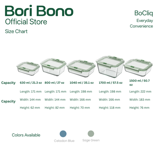 Bori Bono BoCliq Rectangle Borosilicate Glass Food Container
