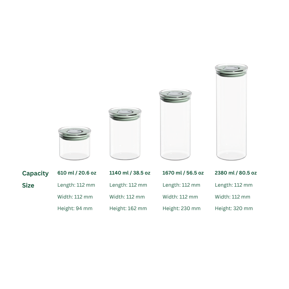 Bori Bono BoDry Round Borosilicate Glass Food Storage Jar 5pc Set