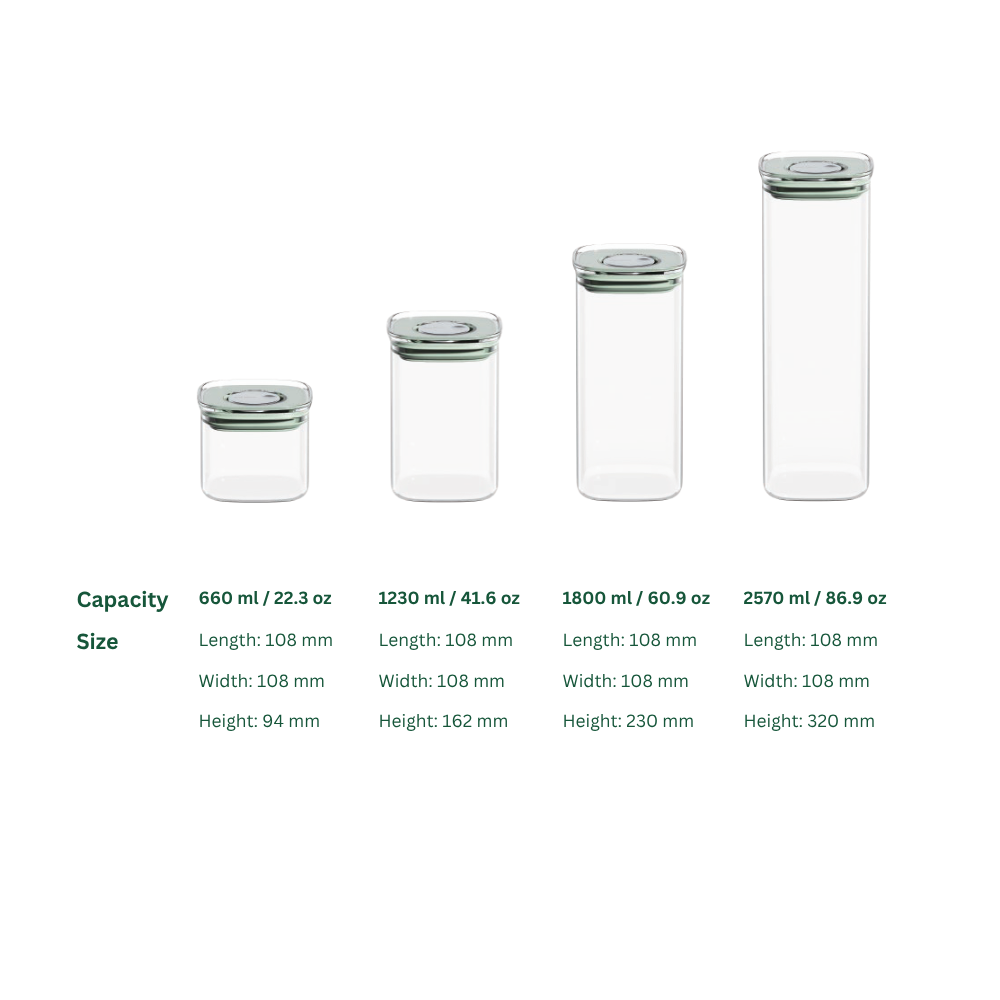 Bori Bono BoDry Square Borosilicate Glass Food Container 5pc Set