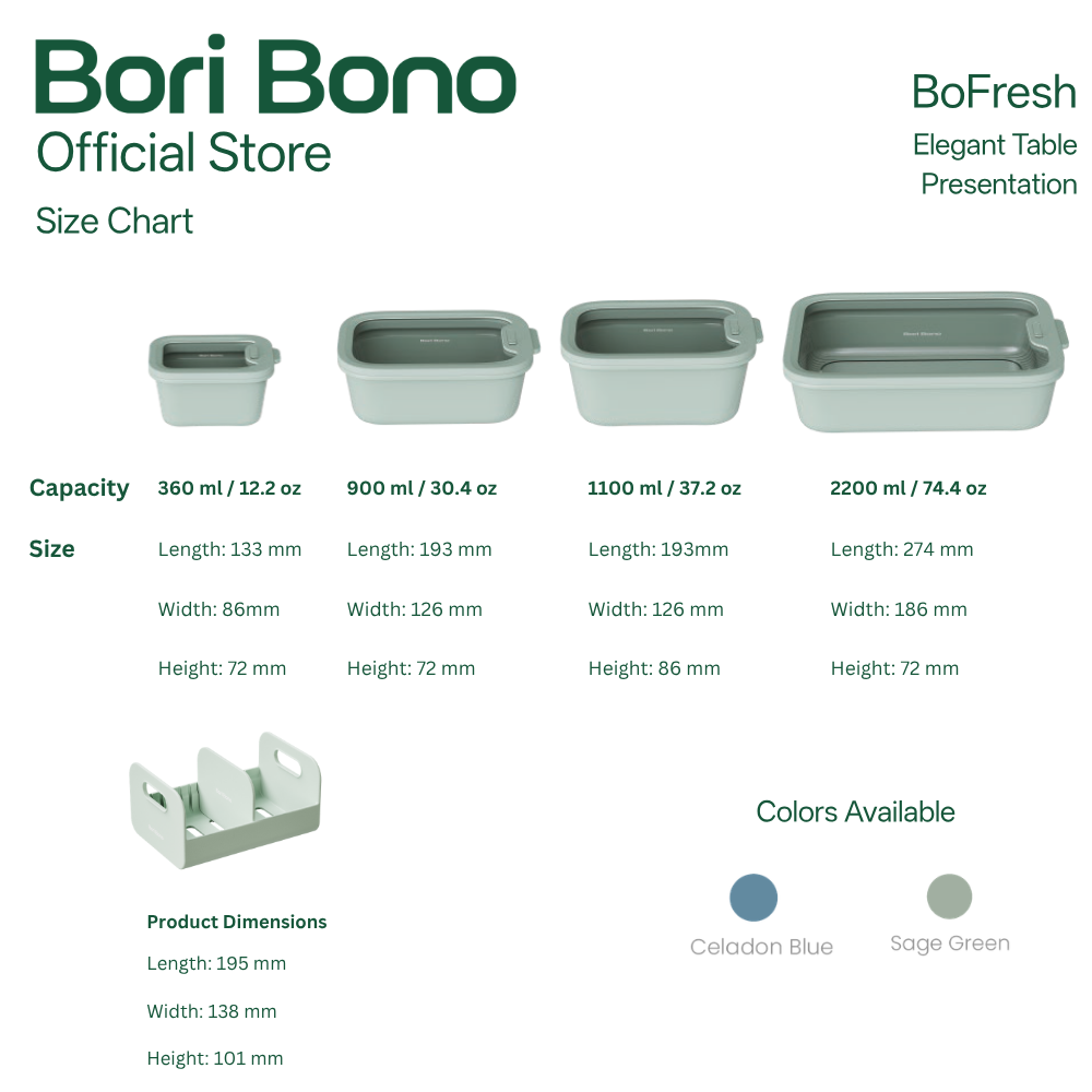 Bori Bono BoFresh Rectangle Borosilicate Glass Food Container