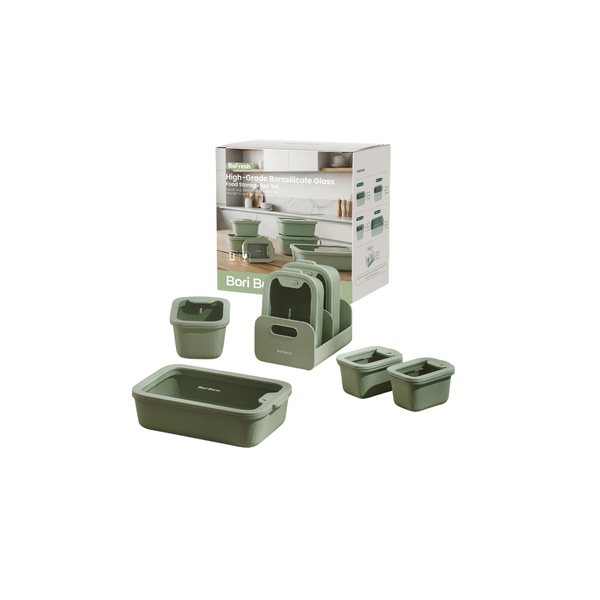 Bori Bono BoFresh Rectangle Borosilicate Glass Food Container 6pc Set