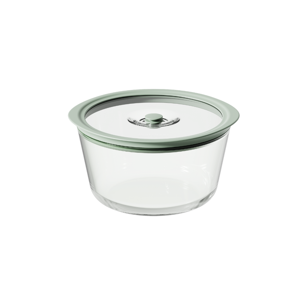 Bori Bono BoVac Round Borosilicate Glass Food Container Airtight Vacuum Sealed Bowl