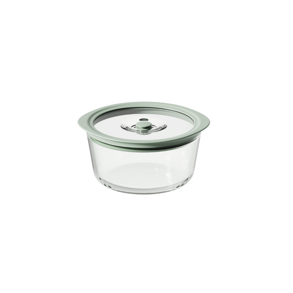 Bori Bono BoVac Round Borosilicate Glass Food Container Airtight Vacuum Sealed Bowl