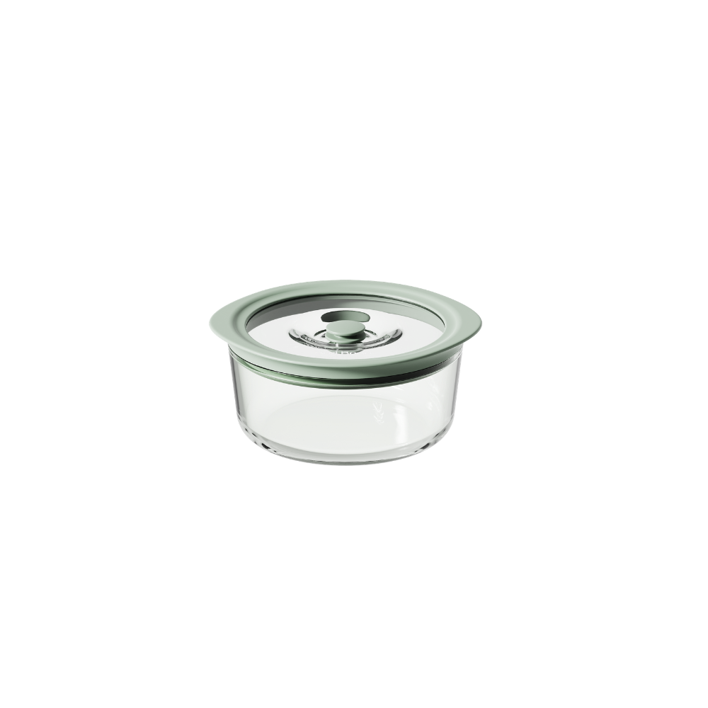 Bori Bono BoVac Round Borosilicate Glass Food Container Airtight Vacuum Sealed Bowl